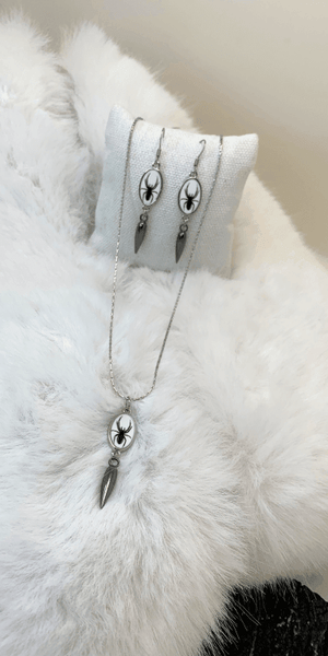 Tricky Treat Necklace/Earrings Gaia's Designs  earring, healing, hematite, hypo-allergenic, rhinestone, stainless, stainless steel