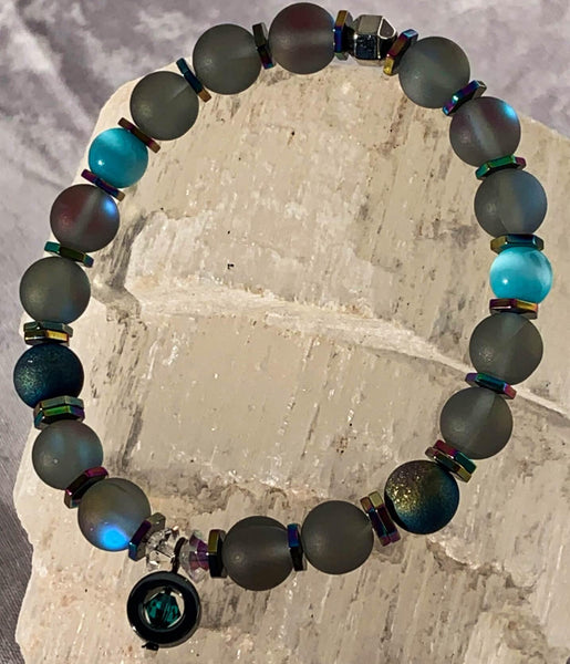 Mermaid's Dream Bracelets Gaia's Designs charm, glass, healing, hematite, semi-precious, Swarovski