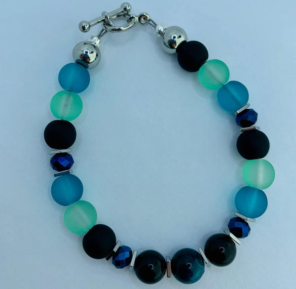 You Compliment Me Bracelets Gaia's Designs glass, healing, hematite, obsidian, tiger's eye, toggle clasp, wire