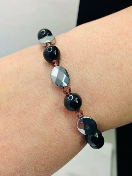 Gaia's Style Bracelets Gaia's Designs healing, hematite, semi-precious, slider, stainless, Swarovski