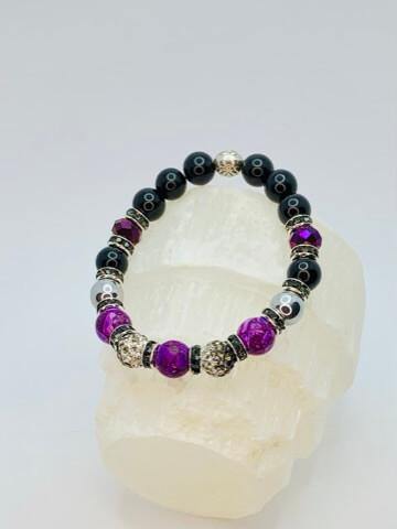 Elevated Glamm Bracelets Gaia's Designs healing, hematite, howlite, Jasper, rhinestone