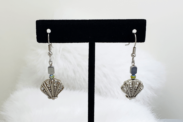 Mermaids Bling Earrings Gaia's Designs earring, hematite, hypo-allergenic, rhinestone
