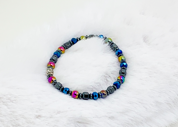 Colors + Shapes Bracelets Gaia's Designs glass, healing, hematite, semi precious, stretch