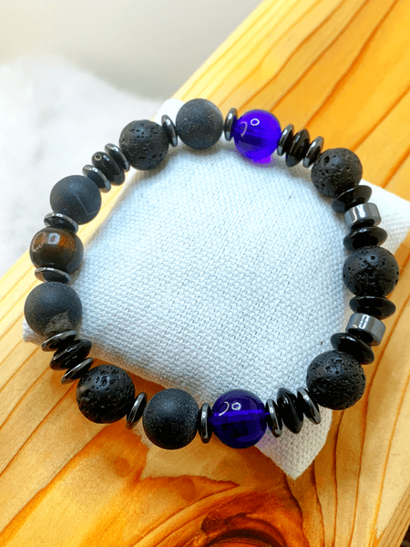 The Dawson Bracelets Gaia's Designs extra large bed, hematite, indian agate, mens line, quartz, stretch