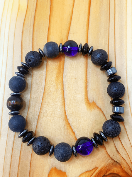 The Dawson Bracelets Gaia's Designs extra large bed, hematite, indian agate, mens line, quartz, stretch