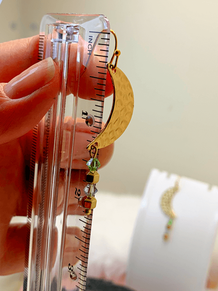 Golden Moon Earrings Gaia's Designs 18k plated gold, anti-tarnish, drop, earring, earrings, hematite, Swarovski