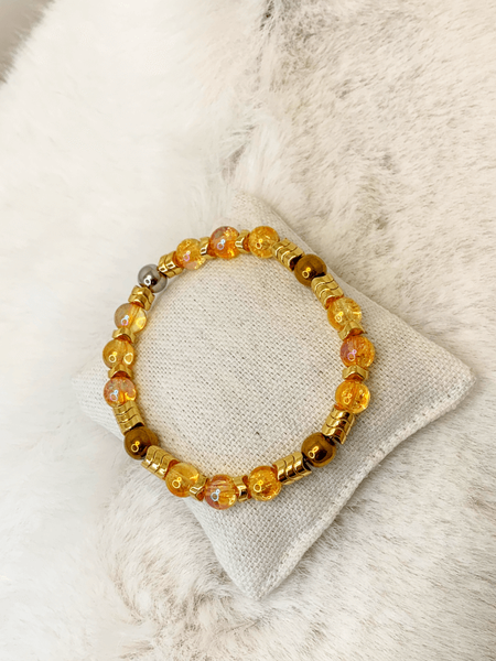 Golden Rose Bracelets Gaia's Designs crackle glass, glass, healing, hematite, stretch