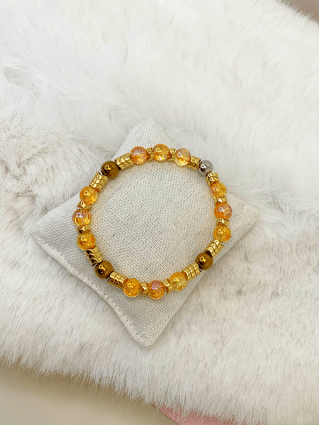 Golden Rose Bracelets Gaia's Designs crackle glass, glass, healing, hematite, stretch