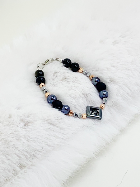 HemaPlus Bracelets Gaia's Designs clasp, glass, healing, hematite, obsidian, wire