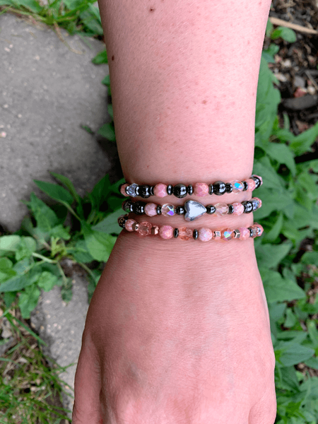 Just Peachy Bracelets Gaia's Designs crystal, czech, hematite, silver, style stacker