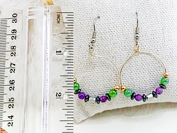 Spring Fling Earrings Gaia's Designs Amethyst, glass, hematite, hoops, hypoallergenic