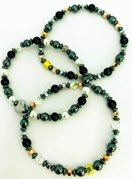 Style Stacker Bracelets Gaia's Designs crystal, glass, healing, hematite, pearl, stretch