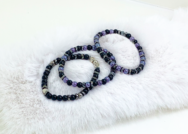 Triple Threat Bracelets Gaia's Designs glass, hematite, silver-plated, stacker