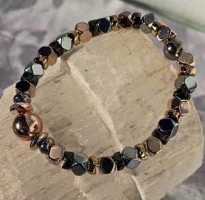 Pocket Aces Bracelets Gaia's Designs glam, gold, healing, hematite, stainless, stretch