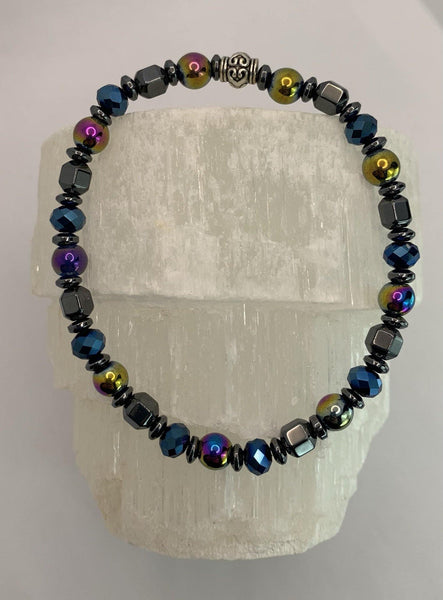 Colors + Shapes Bracelets Gaia's Designs glass, healing, hematite, semi precious, stretch