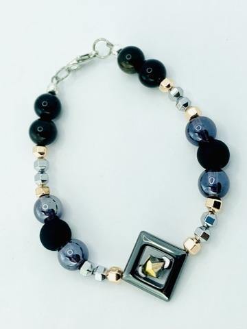 HemaPlus Bracelets Gaia's Designs clasp, glass, healing, hematite, obsidian, wire