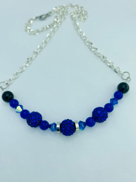 Blue Glamour Necklaces Gaia's Designs crystal, glam, glass, necklace, rhinestone, stainless