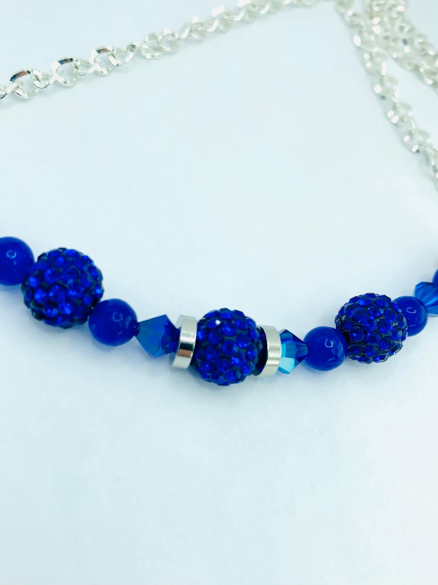 Blue Glamour Necklaces Gaia's Designs crystal, glam, glass, necklace, rhinestone, stainless