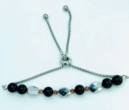 Gaia's Style Bracelets Gaia's Designs healing, hematite, semi-precious, slider, stainless, Swarovski
