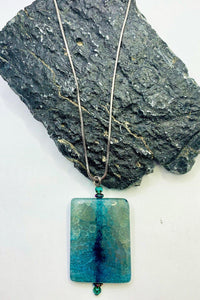 Blue Fire Necklaces Gaia's Designs calming, extendable, fire agate, semi precious, stainless