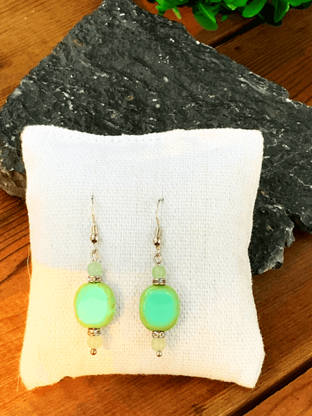 Summer Green Earrings Gaia's Designs  accent, drop, drop style, earring, hooks, rhinestone, stainless, Summer