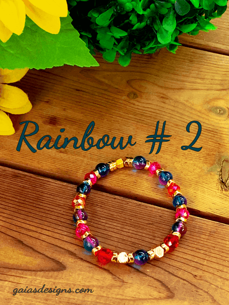 The Rainbow Collection Bracelets Gaia's Designs crystal, glass, gold, rainbow, stretch, style stacker, Summer