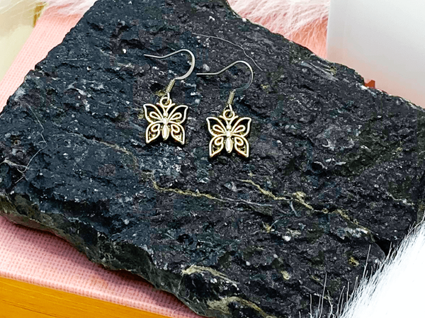 Silver Butterfly Earrings Gaia's Designs anti-tarnish, earrings, hooks, hypo-allergenic, stainless