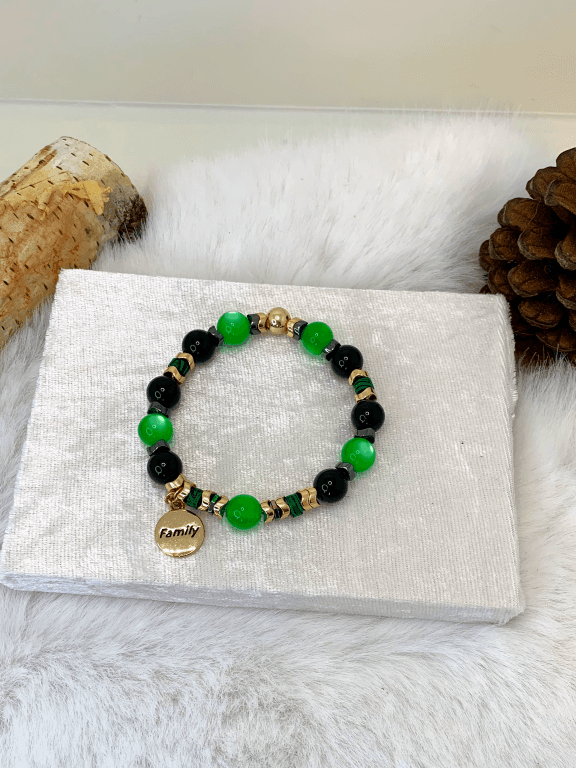 Good Vibes Bracelets Gaia's Designs  bracelet, cat eye, charm, jasper, stretch