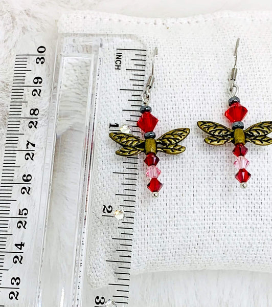 Dragon's Fly Earrings Gaia's Designs hypo-allergenic, Swarovski