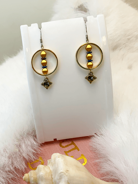 Feeling Gold Earrings Gaia's Designs drop, earrings, glam, hematite, hooks, hypoallergenic