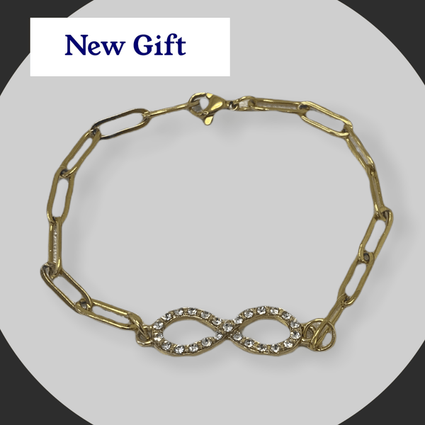 Gold Infinity Bracelets Gaia's Designs 18k plated gold, bracelet, bracelets, gift, infinity, Métis jewelry, rhinestone, stainless steel