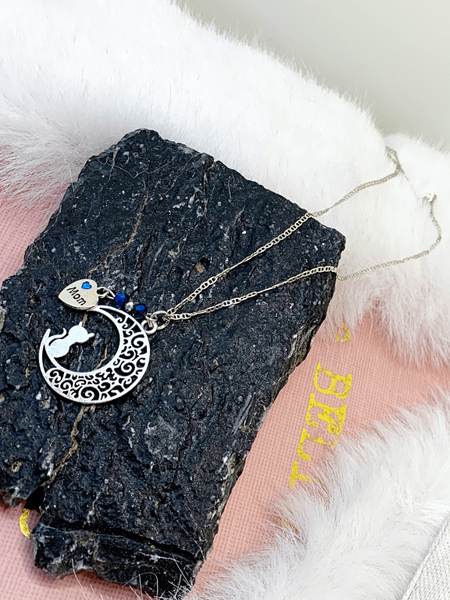 #LoveMyCat Necklaces Gaia's Designs cat charm, charm, half moon, necklace