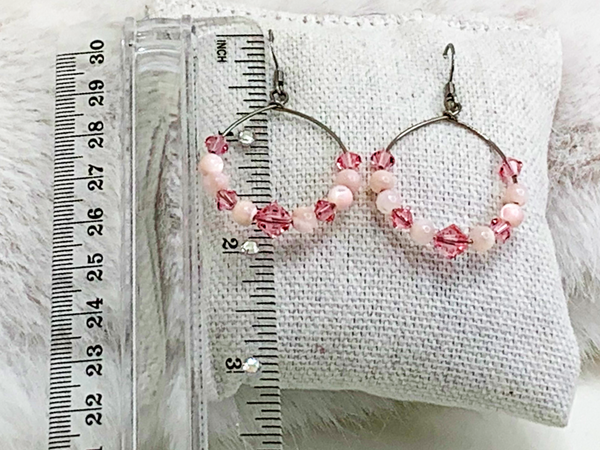 Pretty in Pink Earrings Gaia's Designs earring, hoop, hypo-allergenic, pearl, stainless, Swarovski