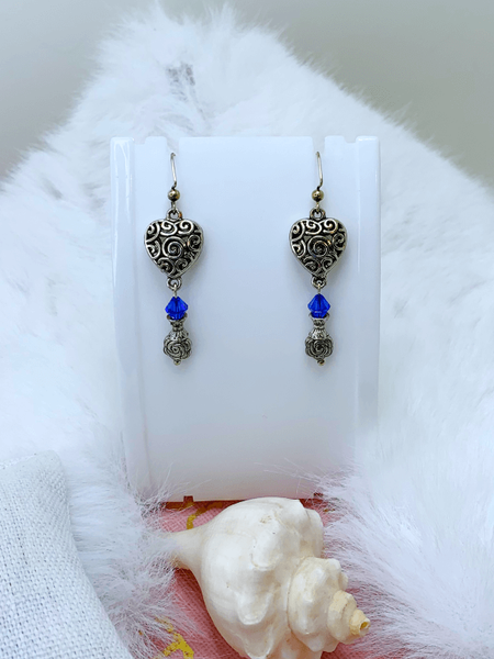 Silver Hearts Earrings Gaia's Designs anti tarnish, crystal, hypo-allergenic, silver