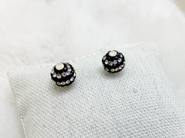 Glam Globes on Sterling Silver- 2 Toned Dark Purple and White Glam Globes Sterling Gaia's Designs earring, earrings, glam, globe, globes, rhinestone, Sterling Silver, stud